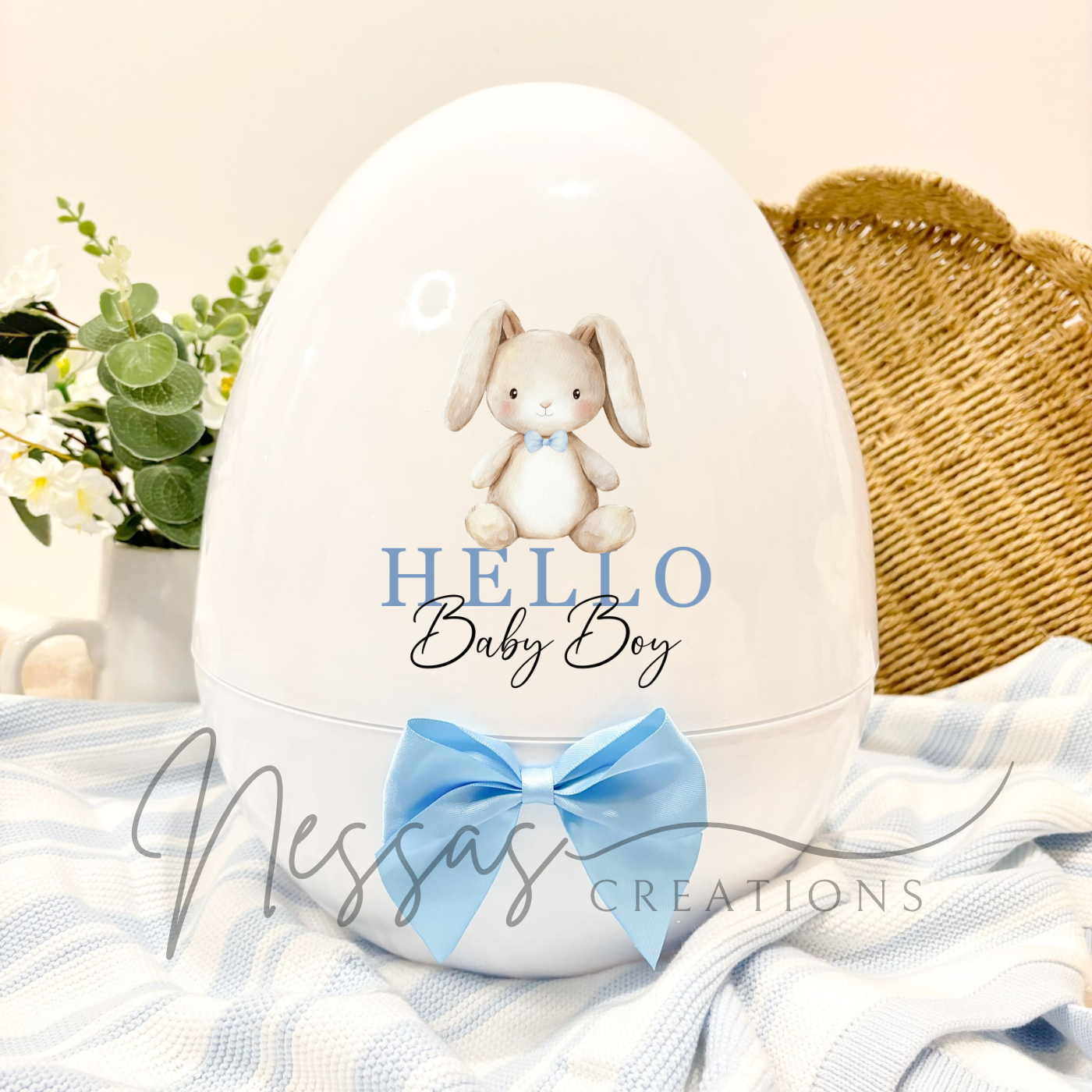 Baby boy bunny fillable egg