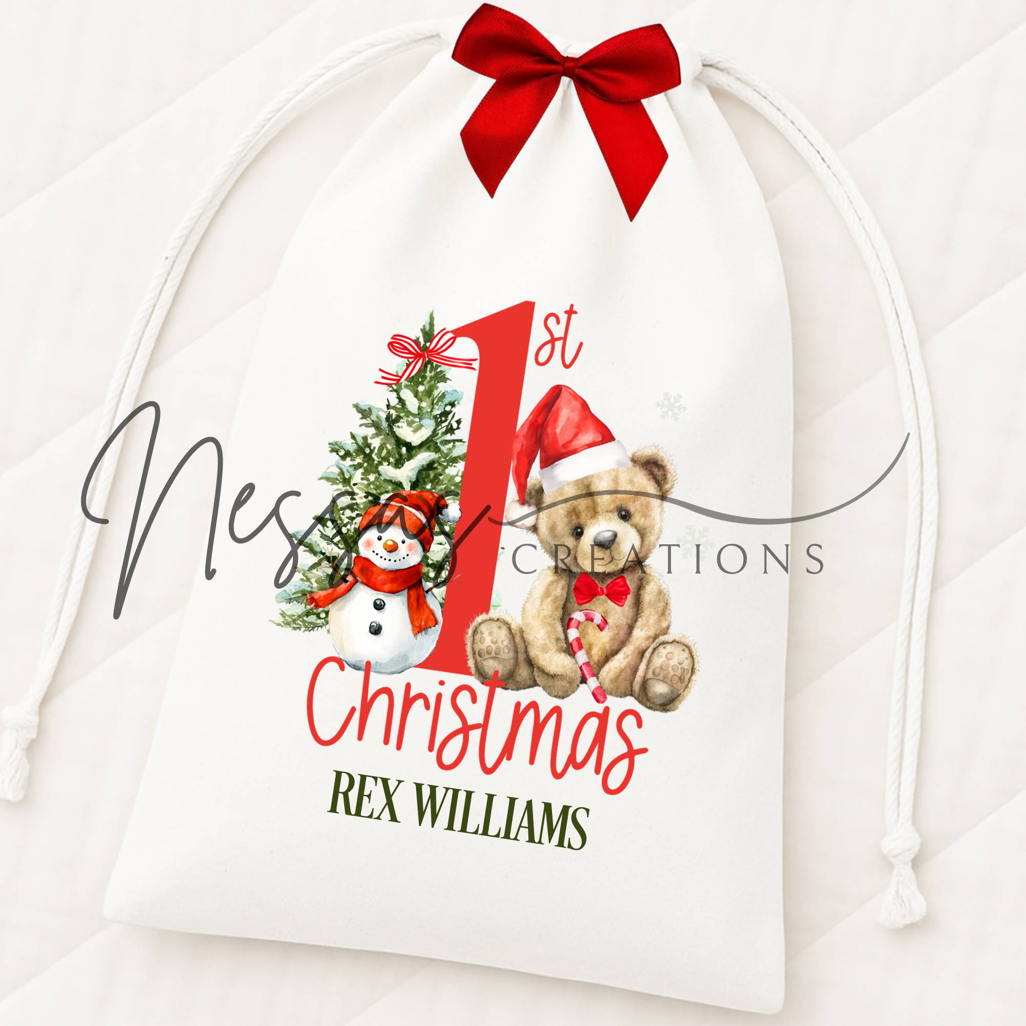 Teddy 1st Christmas Drawstring